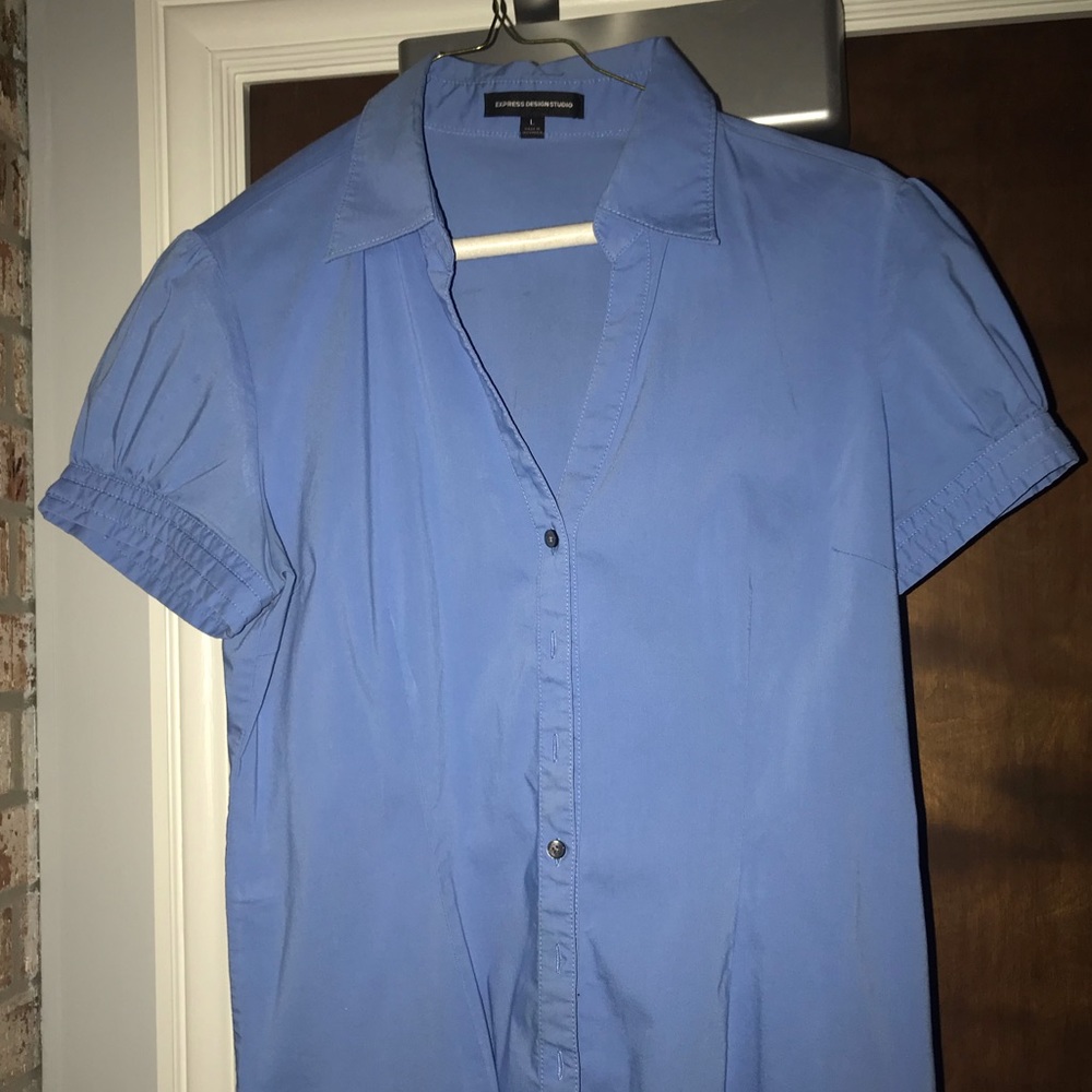 Express dress blouse in a beautiful deep baby blue